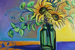 Sunflowers in a Green Vase, Michelle Magnus Brown